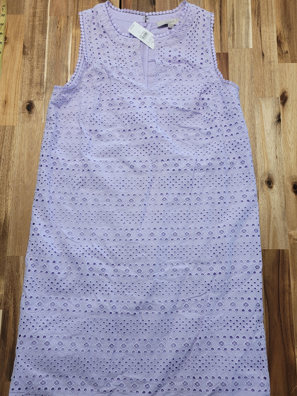 LOFT Lavender Eyelet Midi Shift Dress